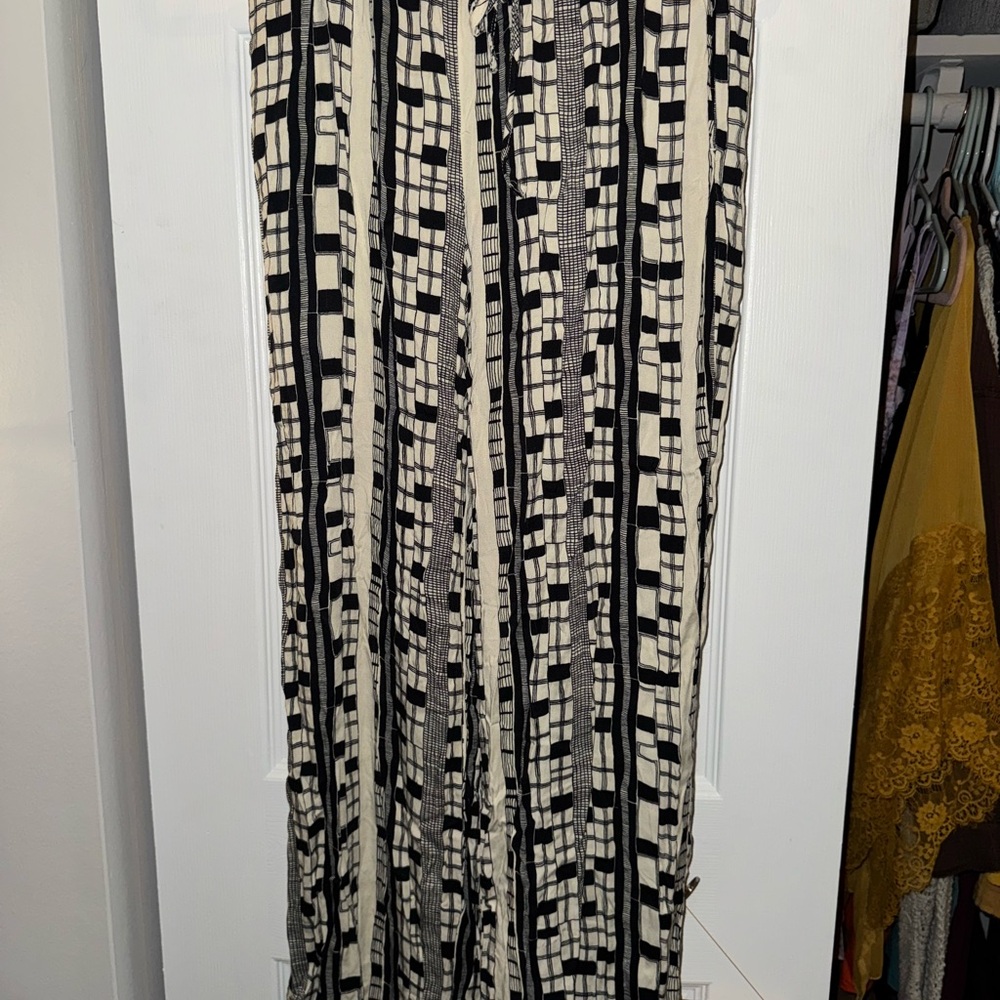 Urban Outfitters Black and Cream Wide Leg Pants
